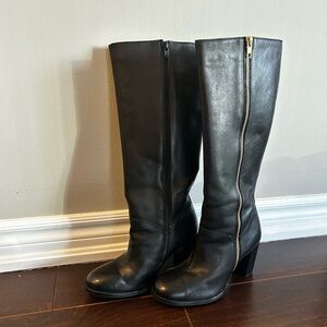 Jessica Black Knee High Heeled Boots